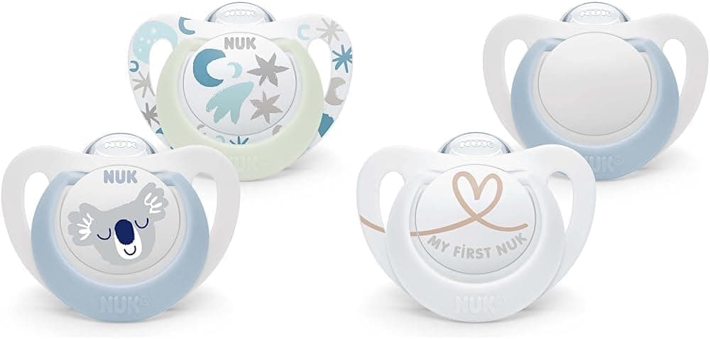 NUK Star Baby Dummy 0-6 meses | Chupetes de dia e noite, silicone sem BPA, 2 unidades