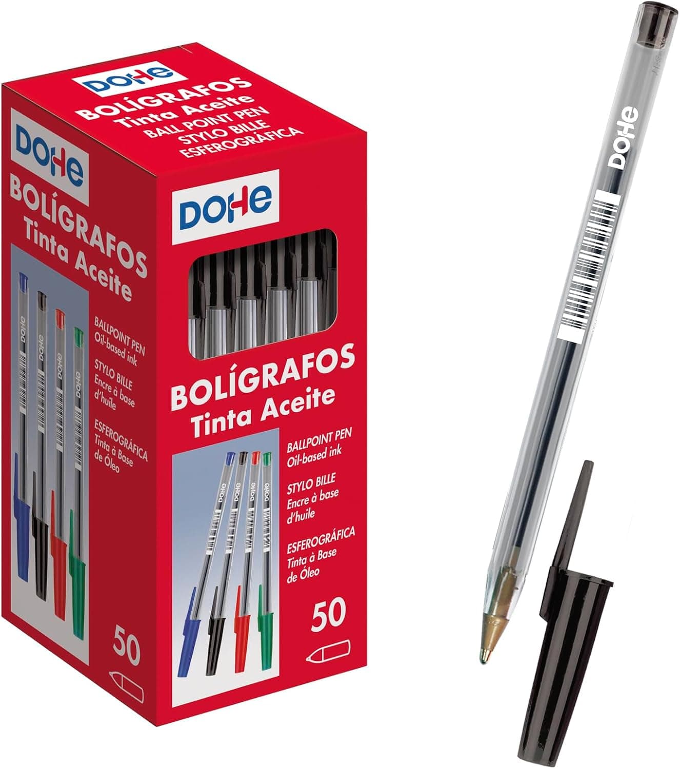 Dohe - Caixa de canetas com tampa - 1,0 mm - 50 unidades - preto
