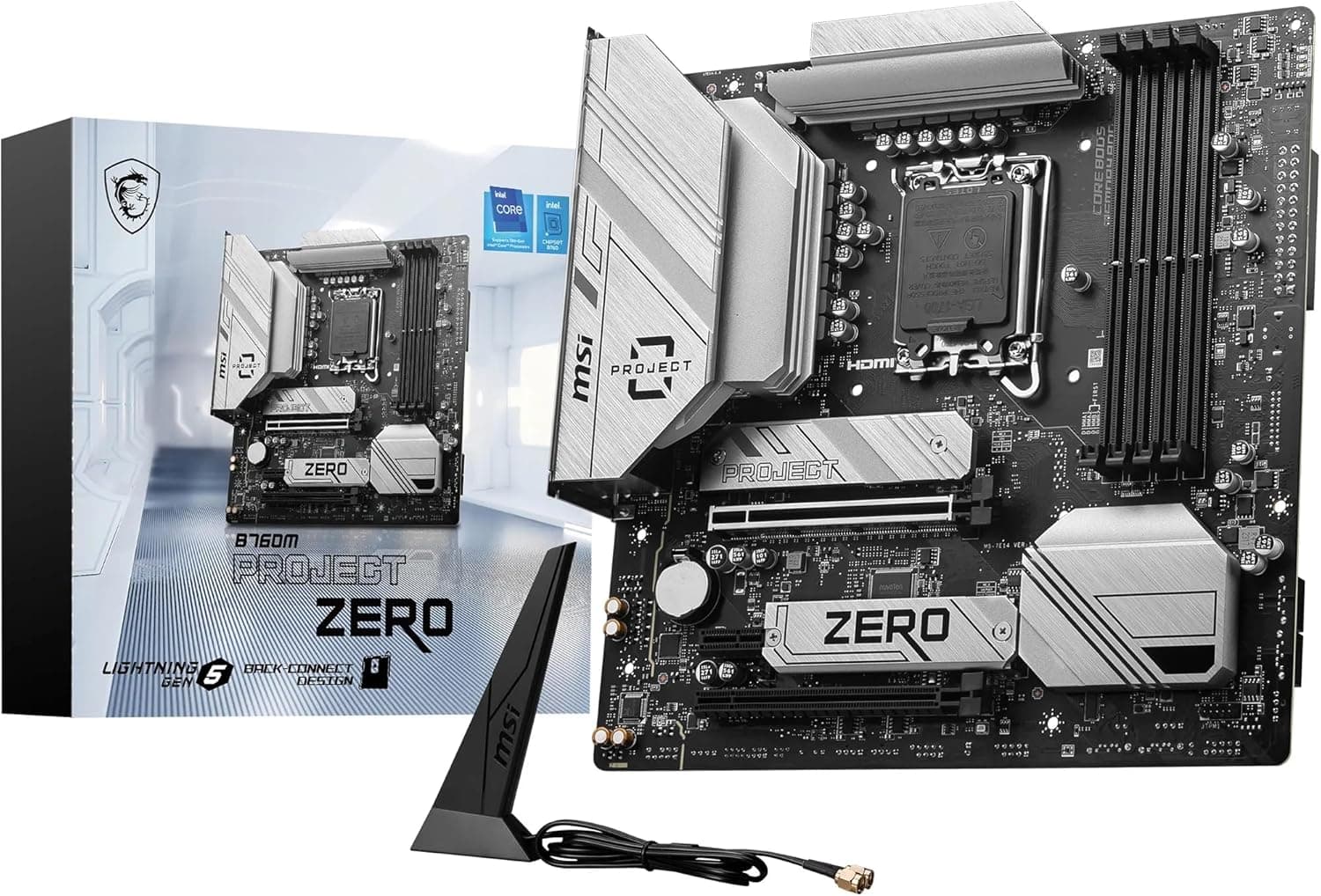 MSI B760M Project Zero | Placa base Micro-ATX compatível com processadores Intel