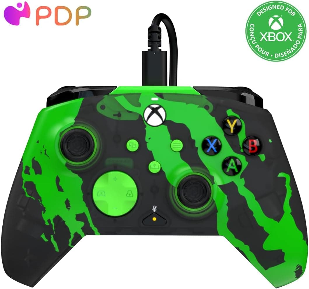 PDP Rematch Glow Jolt Green Comando com Cabo para XBOX/PC