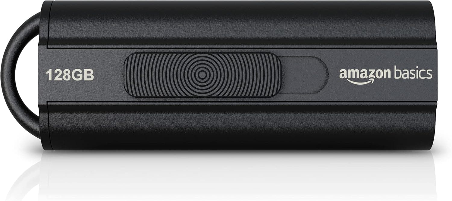 Amazon Basics - Memória flash USB 3.1 de 128 GB, velocidade de leitura de até 130 MB/s, preto