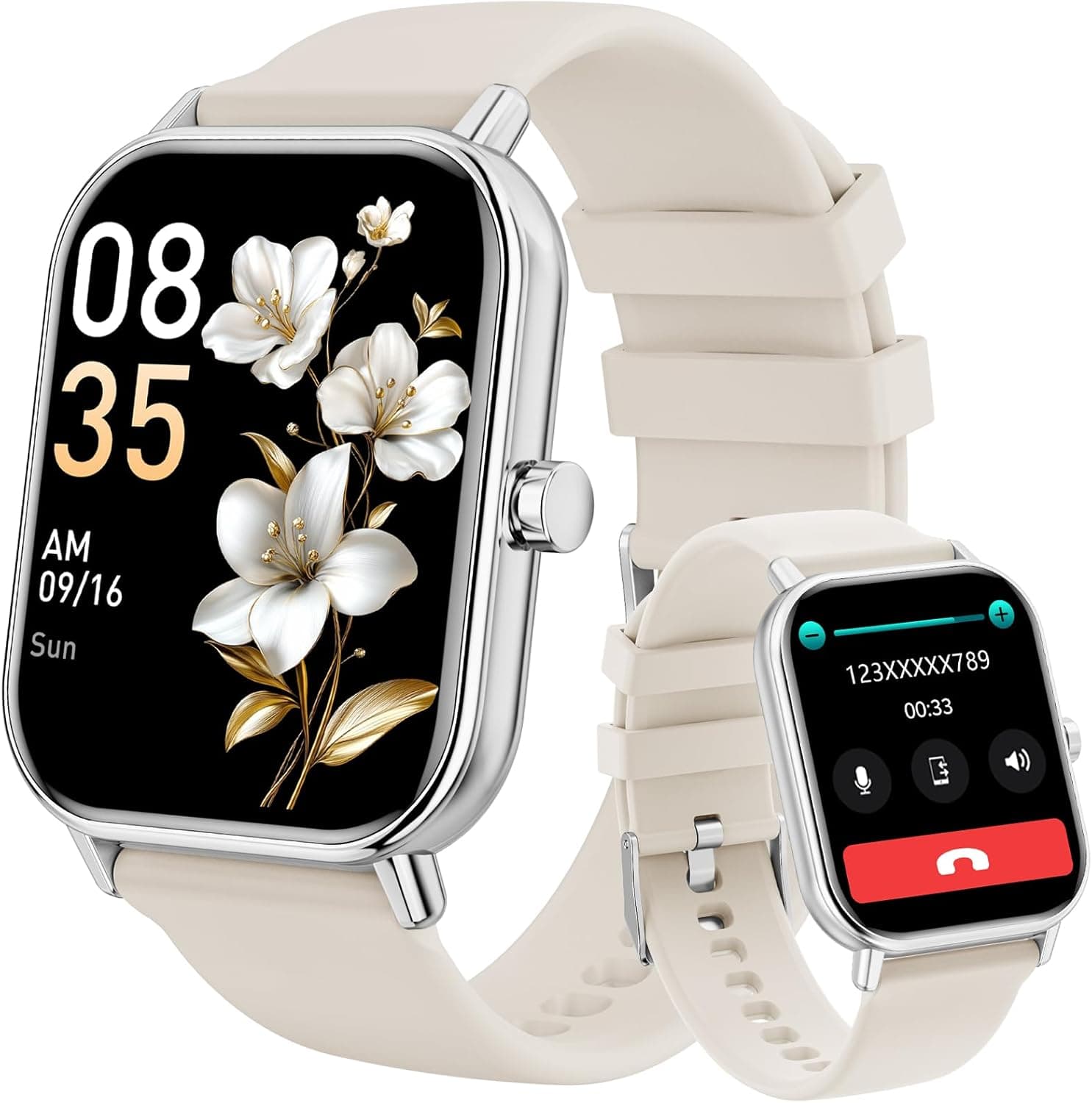 Smartwatch 1,85" com Chamadas Bluetooth, 200 Modos Desportivos, Monitor de Atividade, Frequência Cardíaca, Sono, IP68, Compatível com iOS e Android, Unissexo
