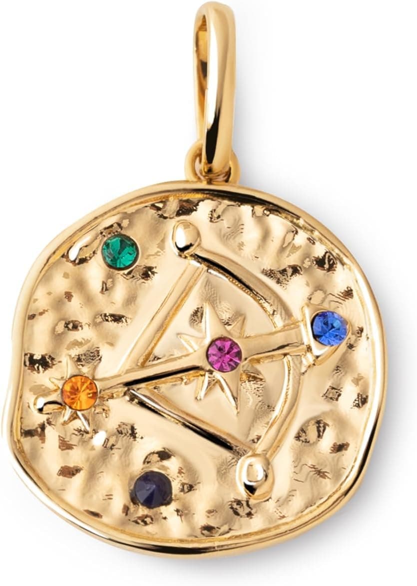 SINGULARU - Charm Organic Colors Zodíaco - pingente em latão com acabamento casa de banho de ouro de 18 Kt - Charm combinado com colar - jóias para mulher