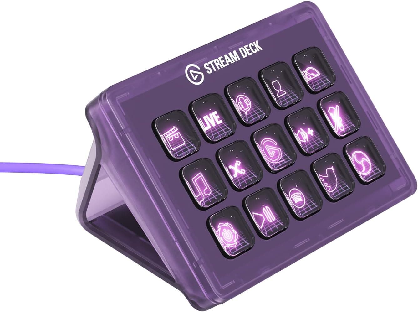Elgato Stream Deck MK.2 Atomic Purple (Edição limitada), controlador de estúdio, 15 teclas macro, ativa ações em apps e software como OBS, Twitch, YouTube e outros, funciona no Mac e PC
