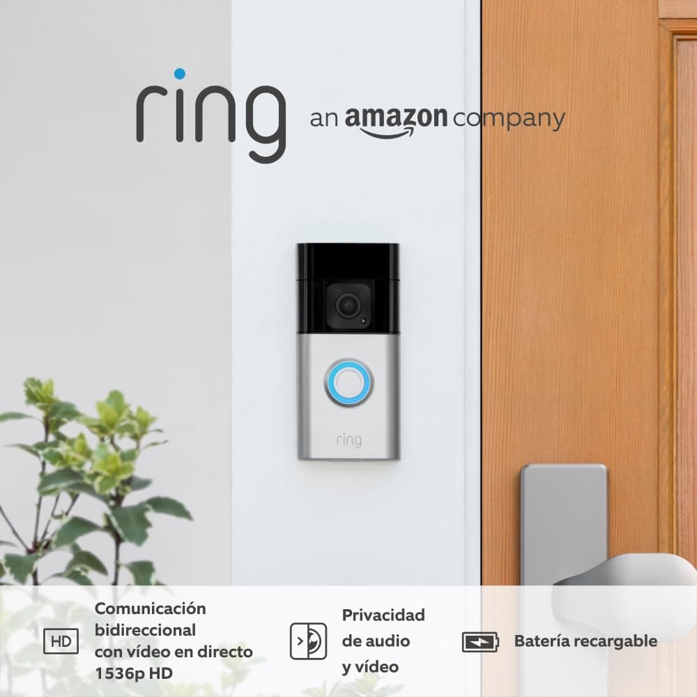 Ring | Videotimbre Plus com bateria de última geração, câmara 1536p HD, instalação fácil e vídeo sem fios