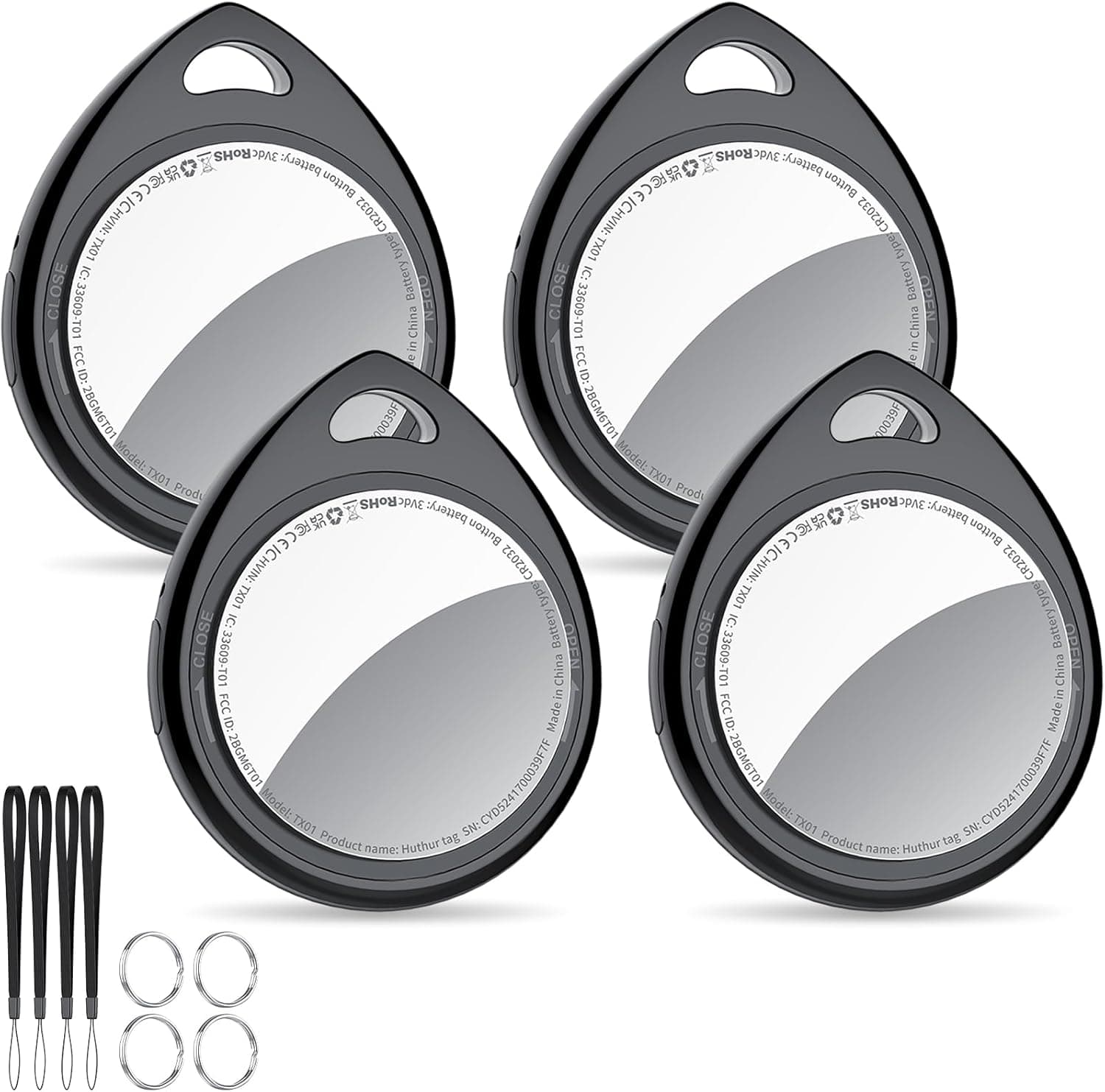 QCOQ Air Tracker Tags | Localizador Bluetooth compatível com iOS para chaves e bagagem, 4 unidades