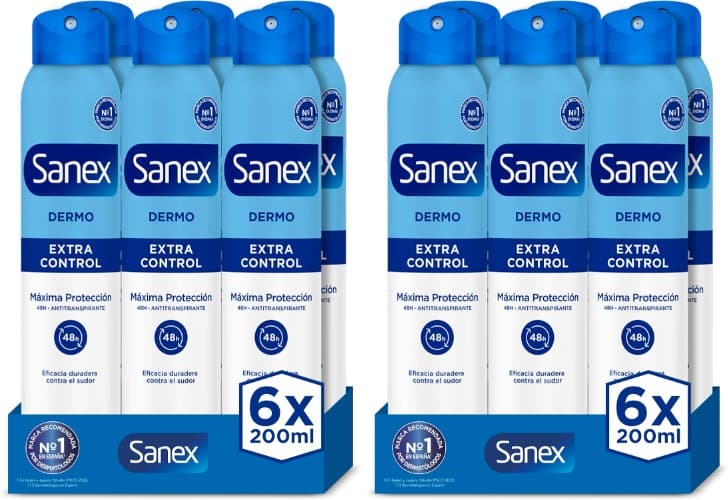 Sanex Dermo Extra Control Desodorante em spray, 200 ml x 12