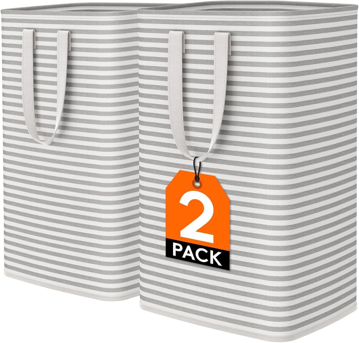 Lifewit Cesto grande para roupa de 80 l, dobrável com alças, cesta de roupa impermeável para guardar calças, roupas, toalhas, 40 x 30 x 60 cm, 2 unidades
