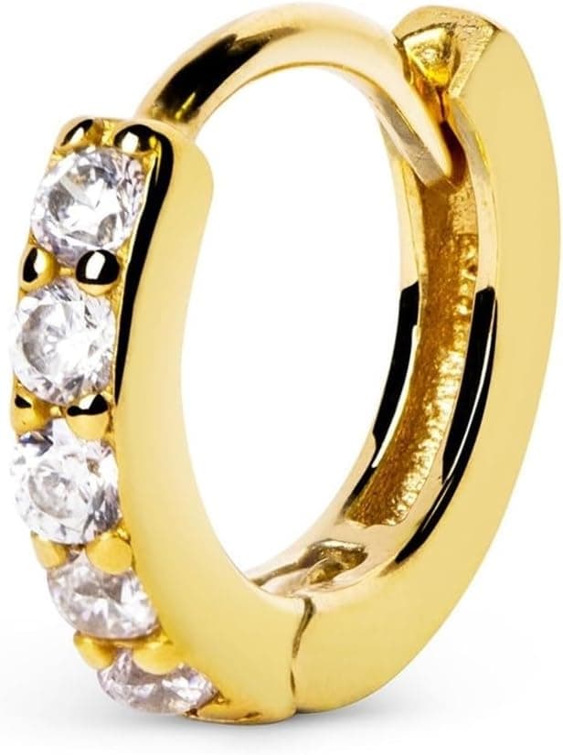 Singularu Cleo M | Brinco individual em prata 925 com banho de ouro 18 kt e fecho congo para mulher