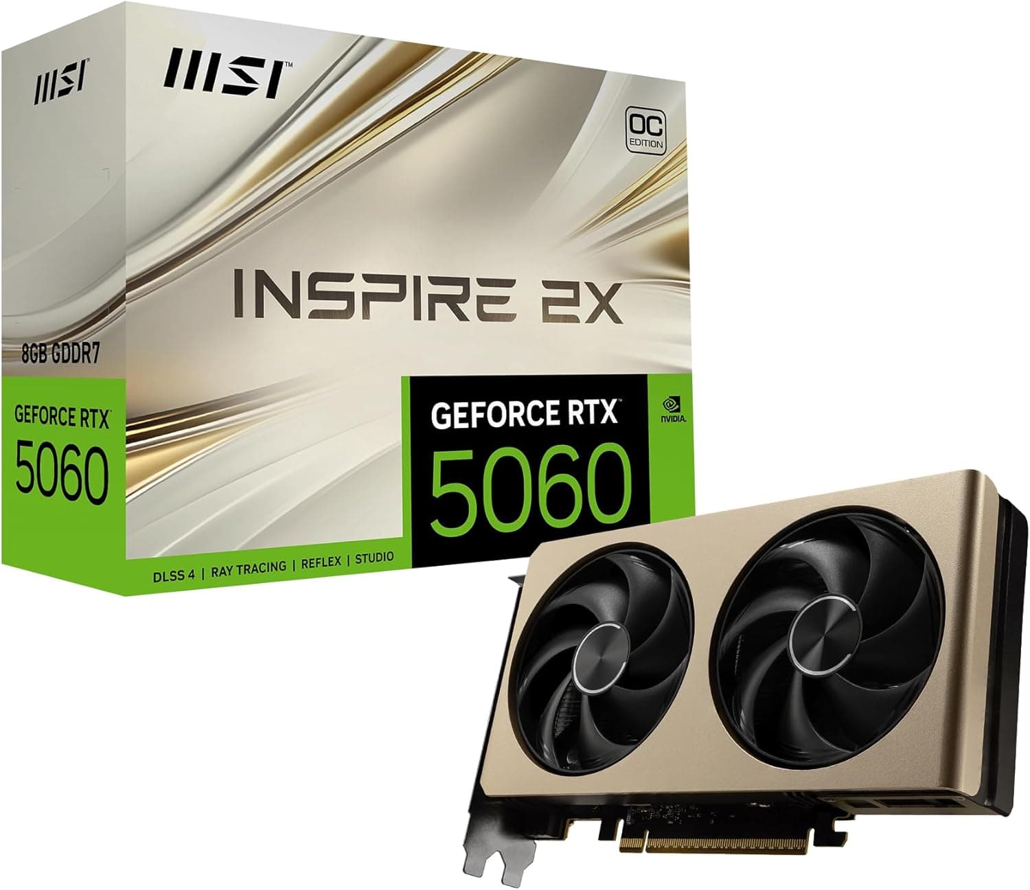 MSI GeForce RTX 5060 8G Inspire 2X OC | Placa gráfica NVIDIA com 8 GB GDDR7 e PCIe Gen 5