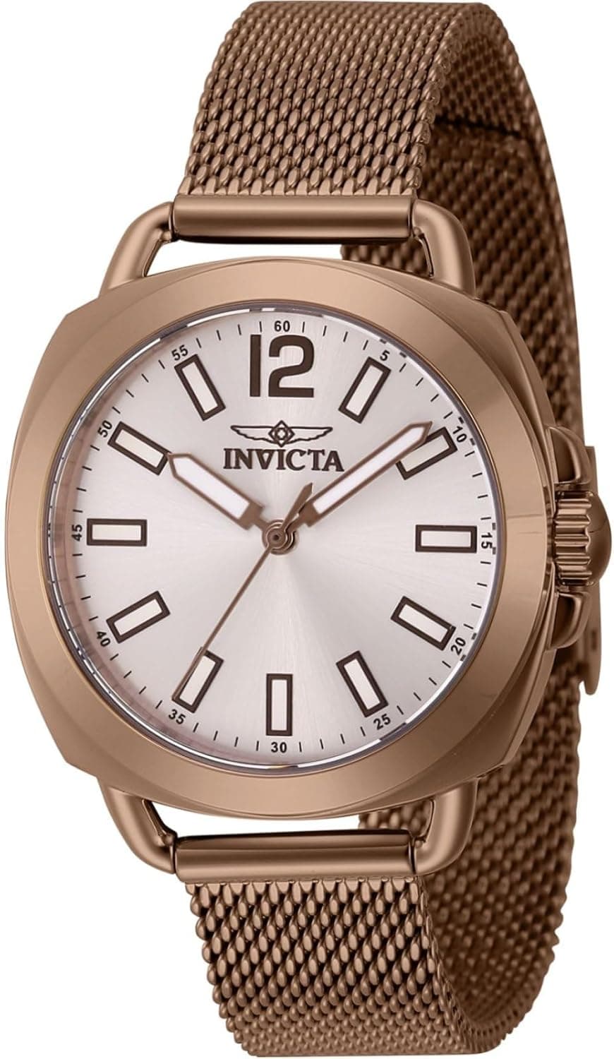 Invicta Relógio analógico para mulher de quartzo com correia em aço inoxidável 46340