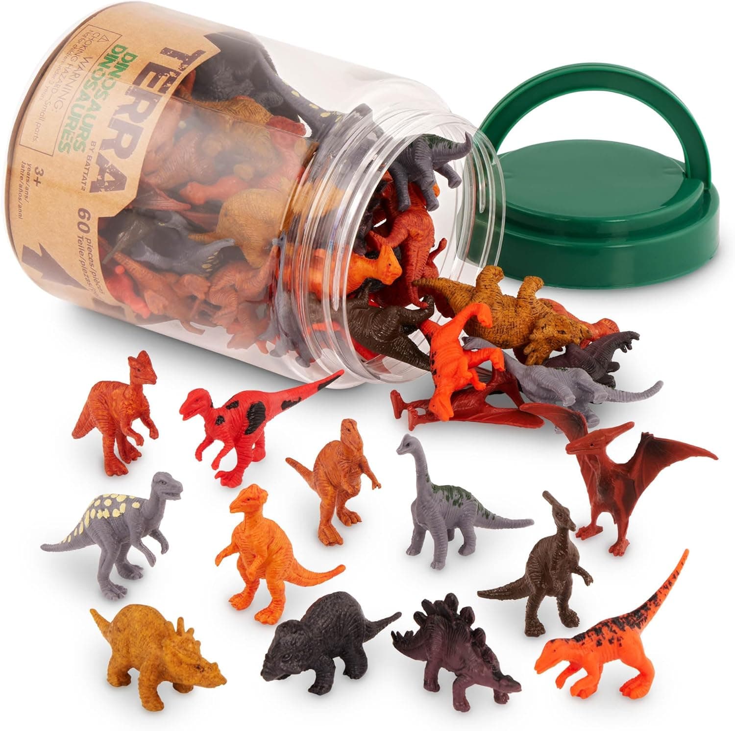 Terra by Battat Dinosaur Tube | Conjunto de 60 dinossauros em miniatura para crianças