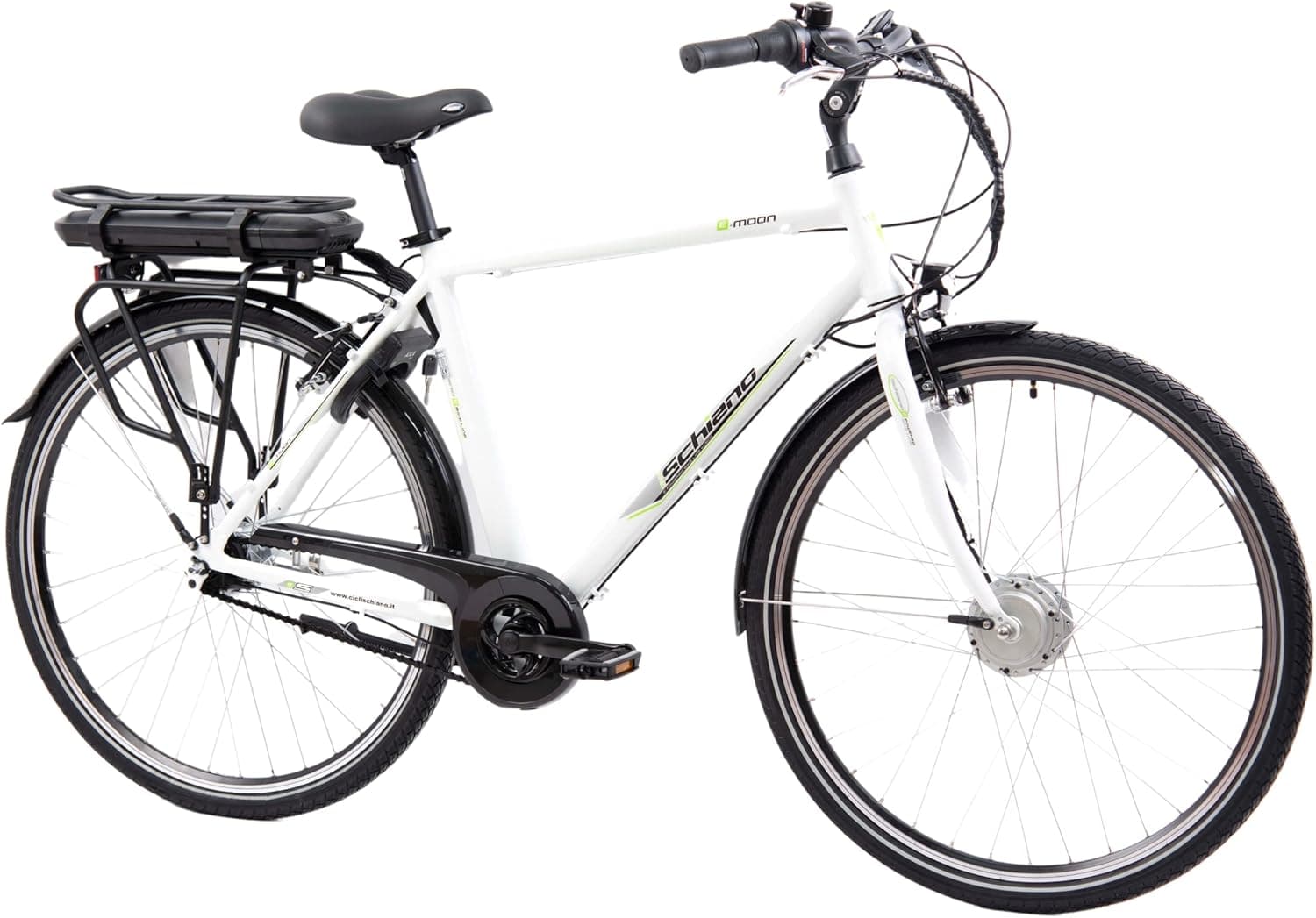 F.lli Schiano E-Moon 28 Pulgadas Bicicleta electrica, Adulto Bici eléctrica Carretera en Color Negro/Blanco, Bikes eléctricas Mujer Hombre, Bicicletas electricas con