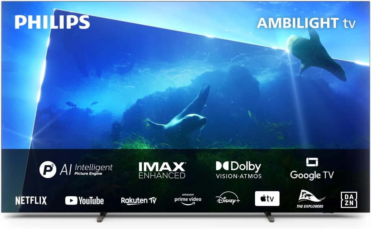Philips Ambilight OLED818 194 cm (77 polegadas) Smart 4K OLED TV | UHD e HDR10+ | 120Hz, Engine P5 AI Picture | Dolby Atmos Altifalantes 40W, compatível com o assistente Google e Alexa
