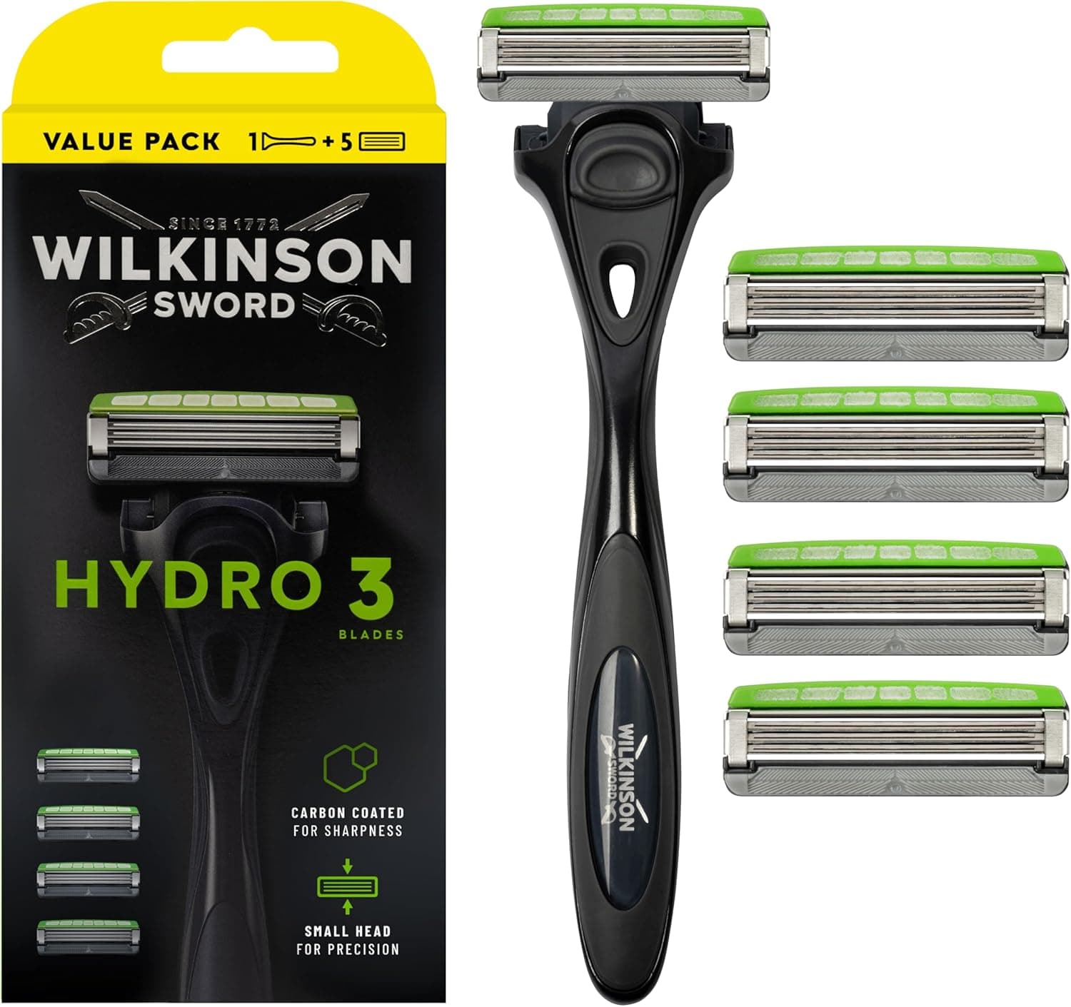 Wilkinson Sword - Hydro 3 Black Edition máquina de barbear com 5 carregadores preto
