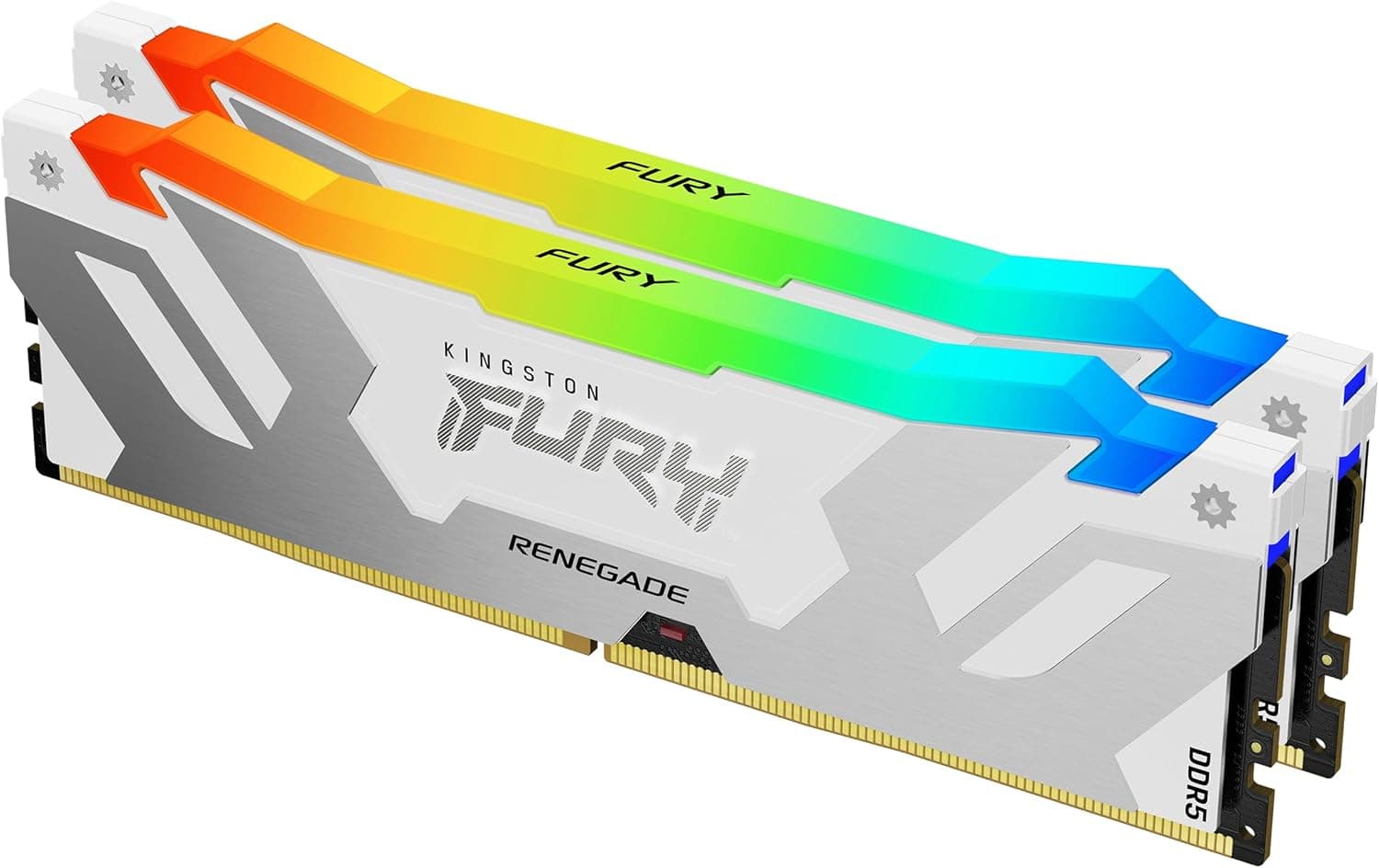 Kingston FURY Renegade Branco RGB XMP 32 GB 7600MT/s DDR5 CL38 DIMM memória gamer para computadores de mesa (kit de 2) - KF576C38RWAK2-32