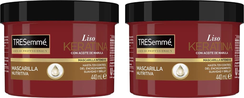 TRESemmé Máscara para cabelos secos e com tendência a enrolar liso queratina com óleo de marula e keratina, 440 ml x 2