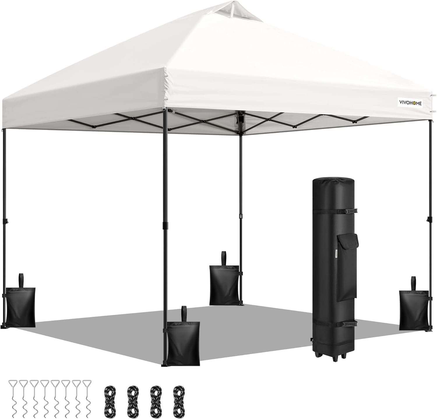 VIVOHOME Gazebo Dobrável 3x3 m | Tenda de jardim impermeável com altura ajustável, ventilação e 4 sacos de areia para 8-10 pessoas