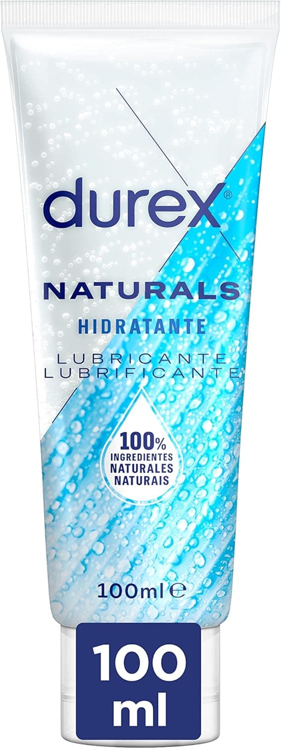 Durex Naturals Lubrificante hidratante, ácido hialurónico 100 % natural sem fragrância, corantes e sem agentes irritantes, preto, 100 ml