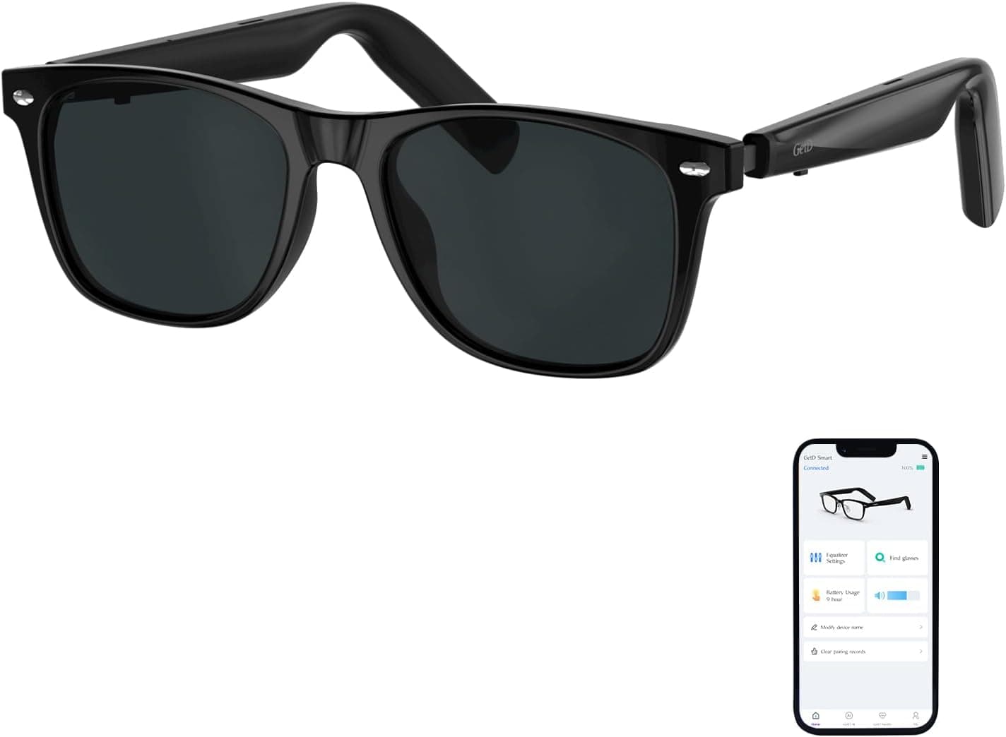 GetD Smart AI Óculos de sol polarizados inteligentes com assistente AI, Powered by ChatGPT, tradução com AI, unissexo