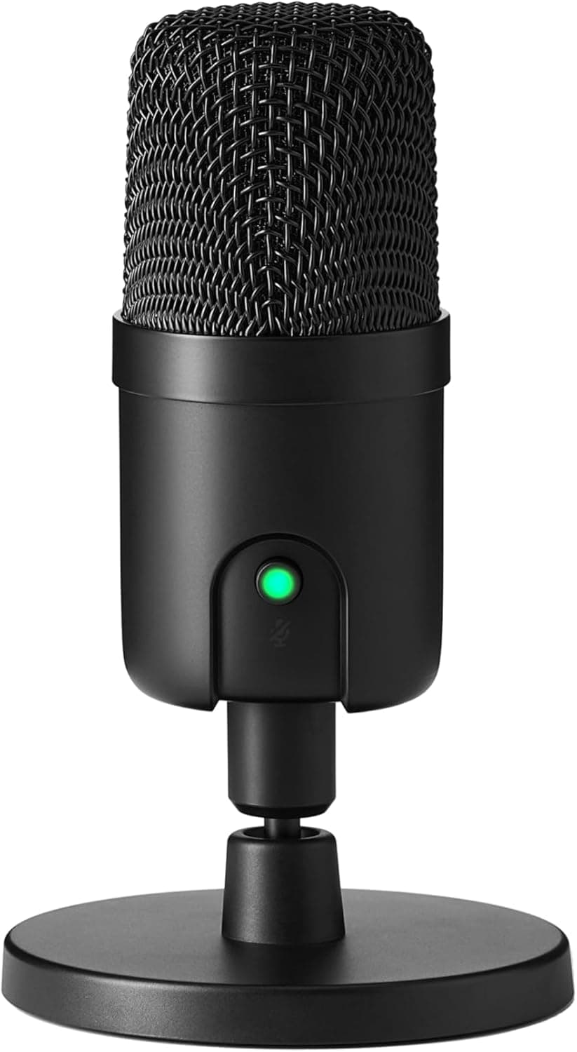 Amazon Basics Microfone condensador mini-USB para streaming, jogos, podcasts, com padrão cardióide, preto
