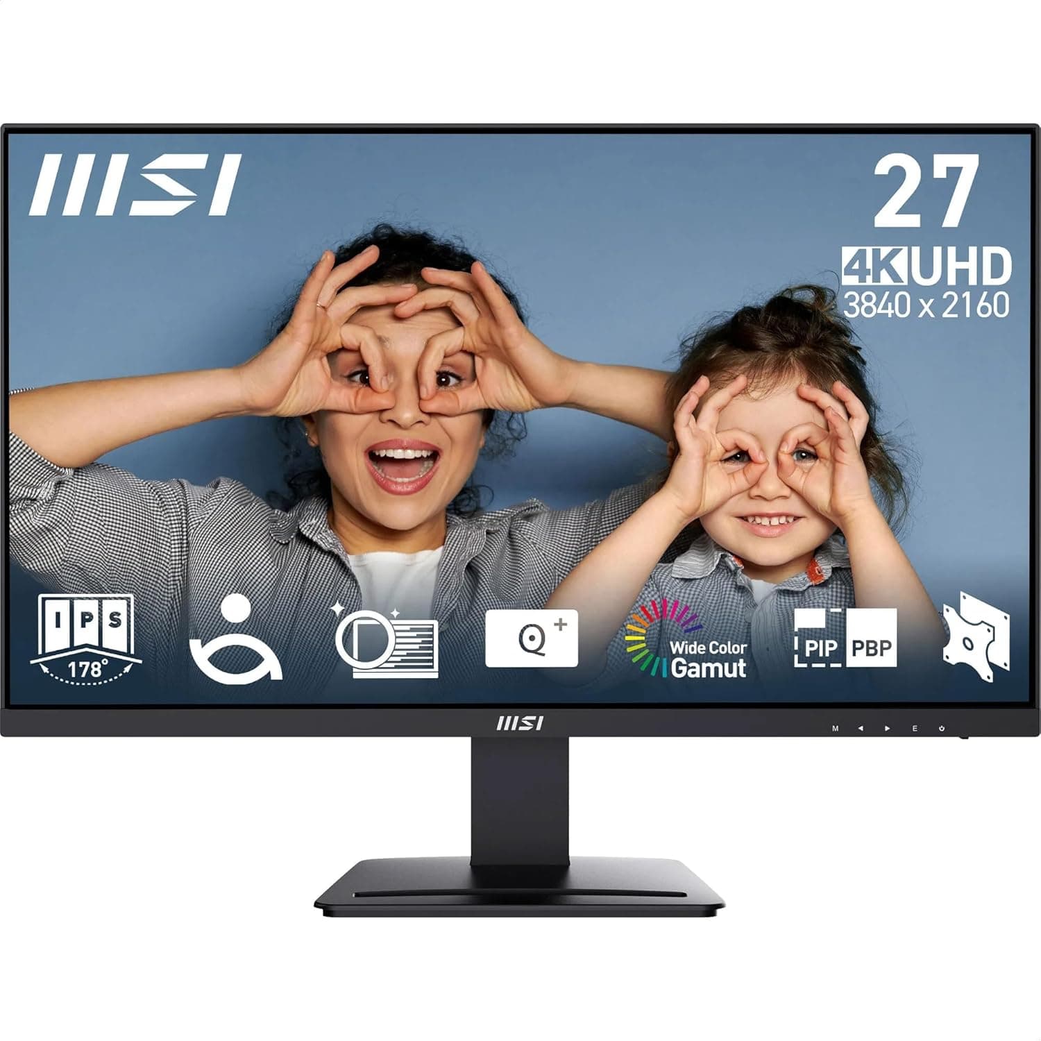 MSI Pro MP273U Monitor profissional UHMSI Pro MP273U UHD de 27", painel IPS 4K 3840 x 2160, Pip/PBP, 60Hz, 300 nits, antirreflexo, altifalantes integrados, inclinação ajustável, HDMI 2.00 nits, HDMI