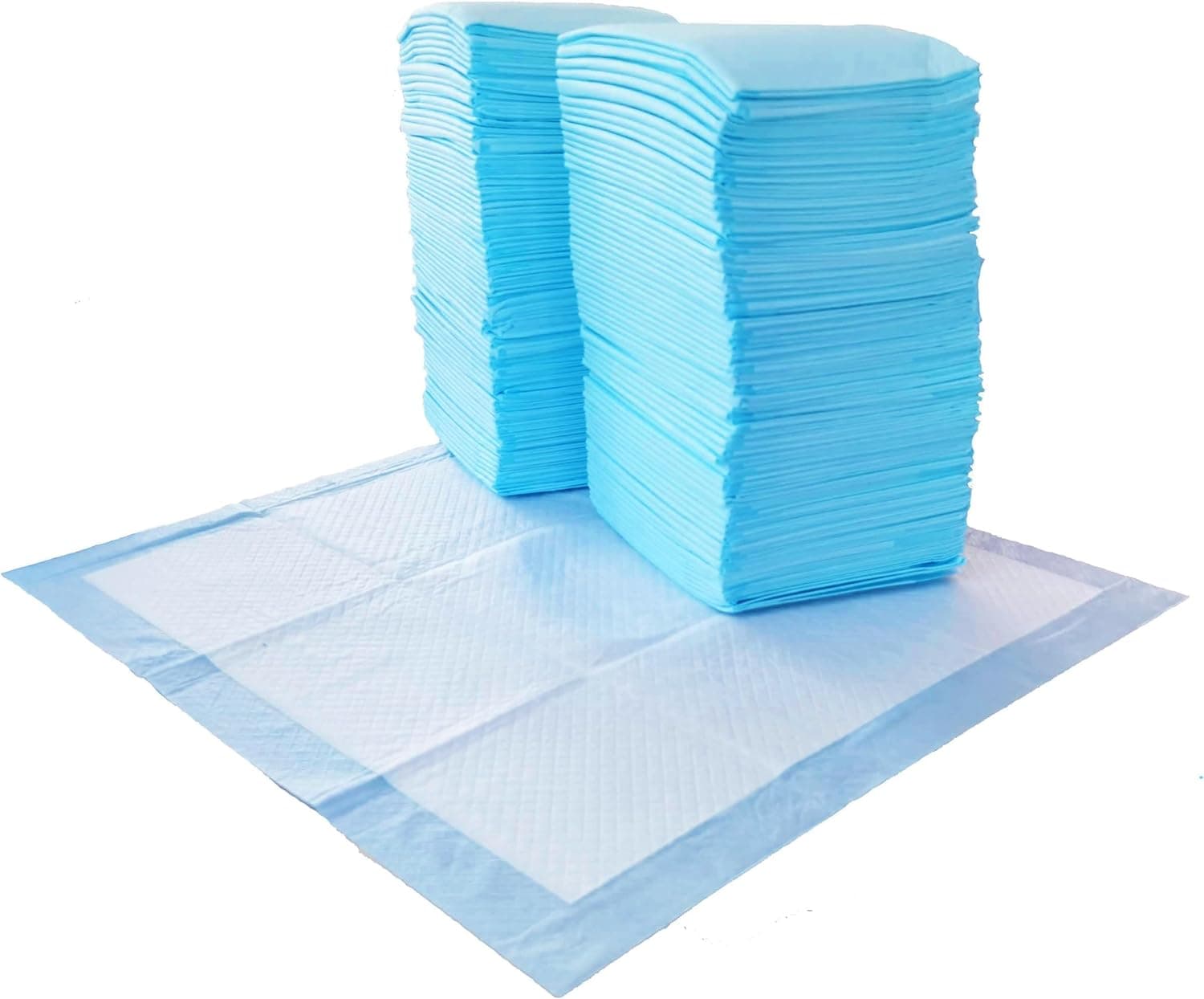 Amazon Basics - Tapetes de treino para cães, à prova de fugas, 5 camadas, com perfume, 55,88 x 55,88 cm, embalagem de 100 unidades, azul e branco