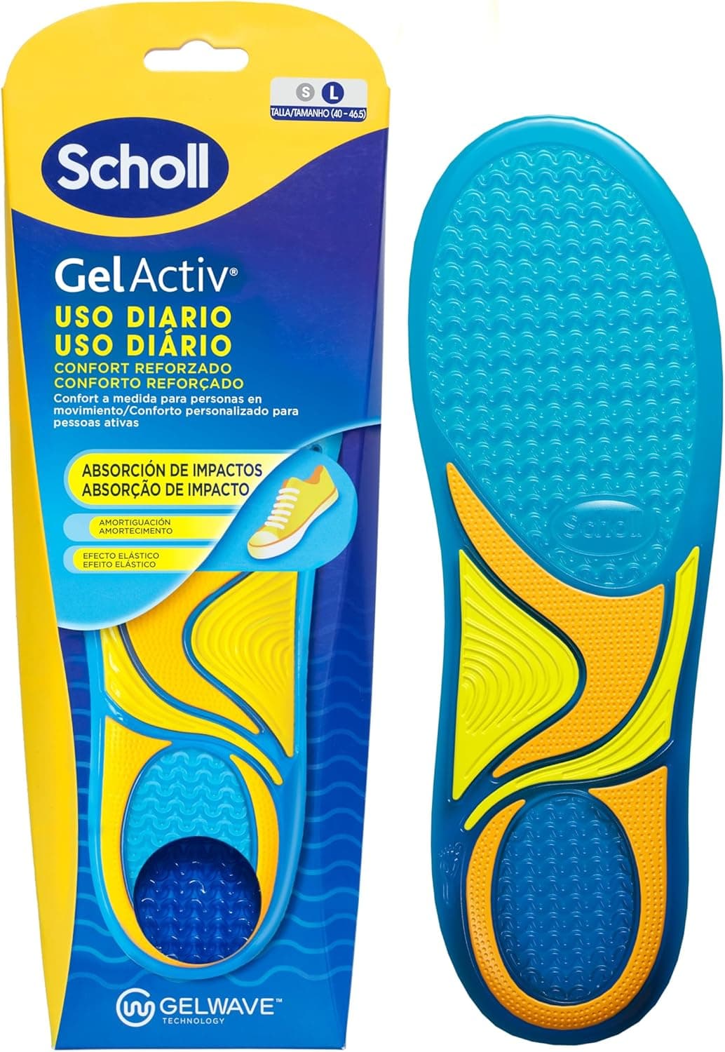 Scholl Palmilhas GelActiv uso diário para homem - para calçado informal, pés confortáveis o dia todo, com amortecimento por espuma viscoelástica e tecnologia GelWave