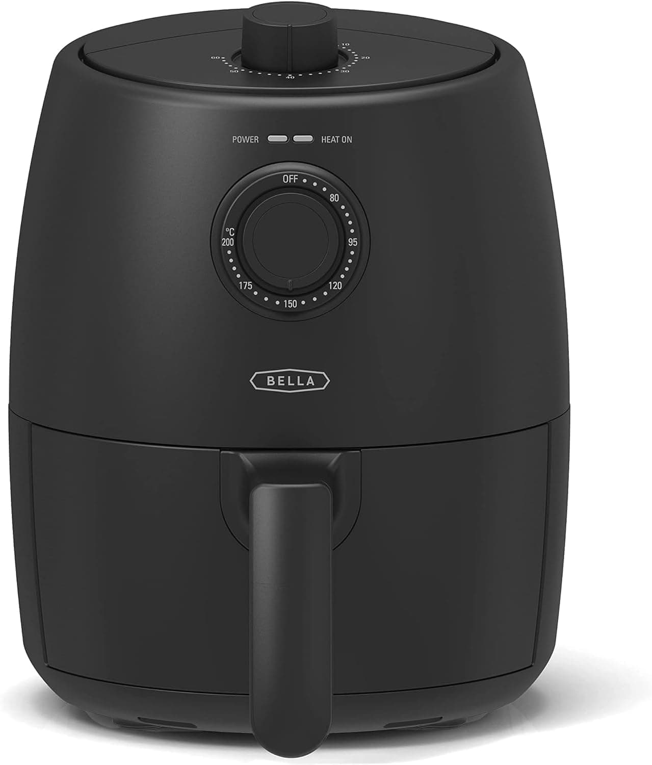 BELLA Frigideira de ar manual de 2 l e multicozinha, 5 em 1, com bandeja e cesta anti-aderentes, removíveis e laváveis na máquina de lavar louça, 1200 Watts
