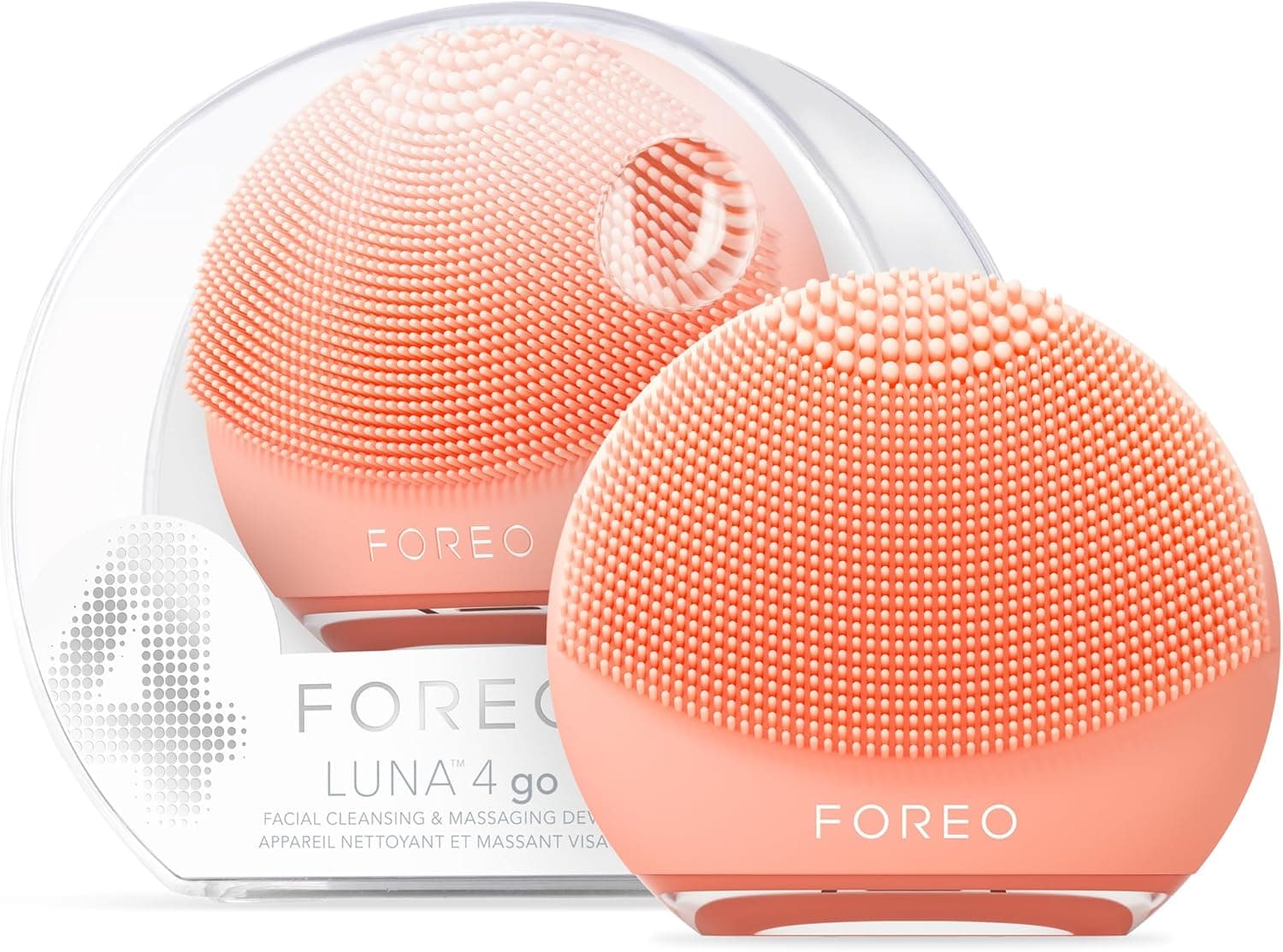 FOREO LUNA 4 go escova de limpeza facial e massajador facial - melhora a absorção dos produtos de cuidados faciais - cuidado facial simples - para todos os tipos de pele - Peach Perfect
