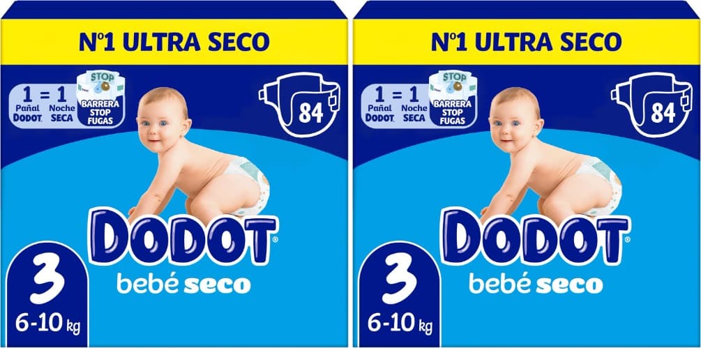 Dodot Baby-Dry T3 | Fraldas descartáveis tamanho 3 para bebés 6-10 kg, pack de 84 unidades