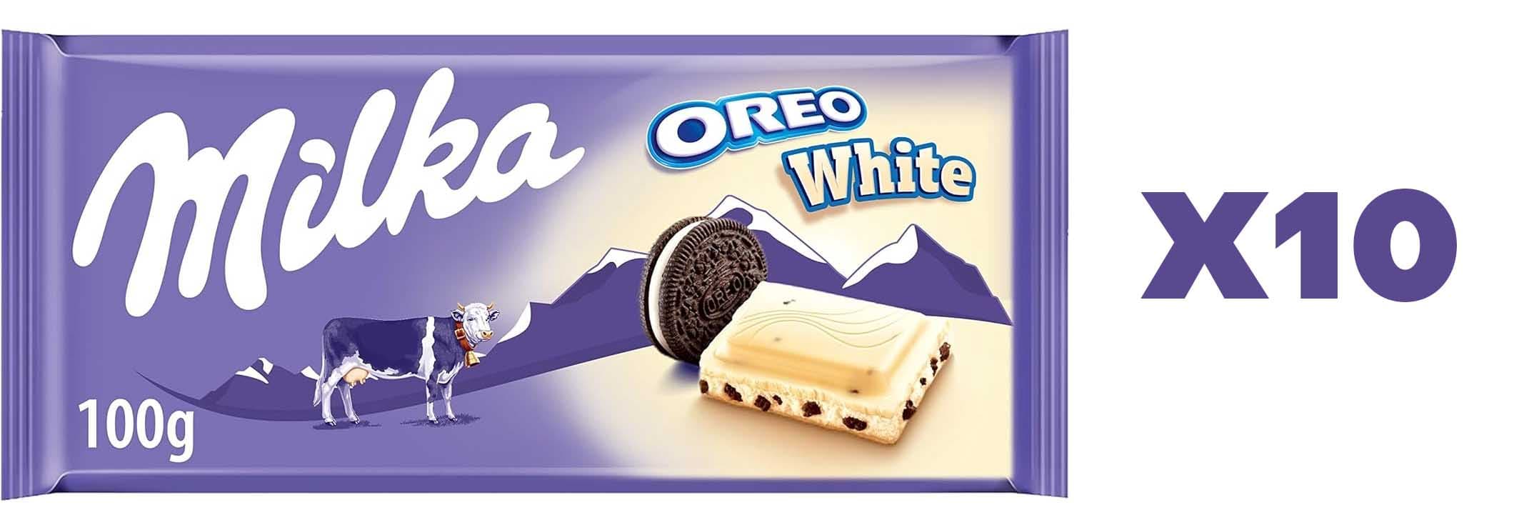 Milka Oreo Tableta de Chocolate Blanco con Trozos con Galleta Oreo y Relleno de Vainilla 100g