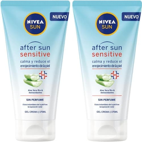 NIVEA SUN After Sun Sensitive Gel-Creme (1 x 175 ml), creme calmante com aloé vera, creme hidratante para pele sensível e com alergia ao sol