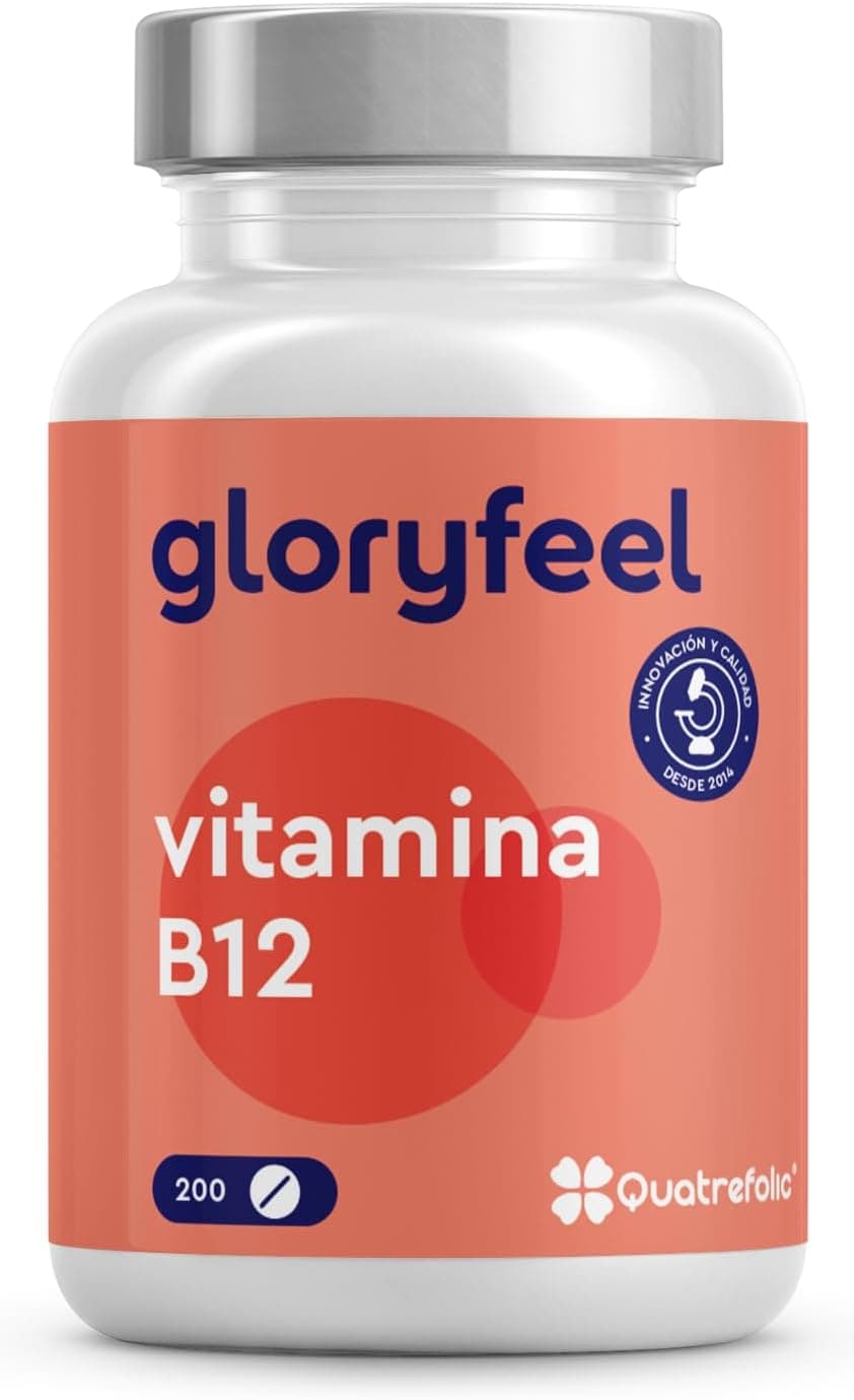 Vitamina B12 1000mcg + 400mcg ácido fólico (Quatrefolic®) - 200 comprimidos - 4 em 1: Metilcobalamina, hidroxocobalamina e cianocobalamina, Folato ativo 5-MTHF - Menos cansaço