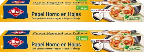 Albal | Folhas de papel vegetal antiaderente com pontos de silicone para pastelaria, 16 unidades 42 x 38 cm, pack de 2