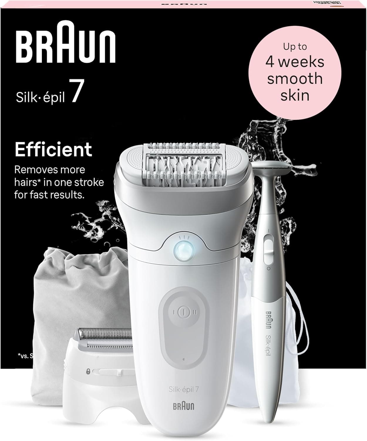 Braun Silk-épil 7, Depiladora elétrica para uma eliminação fácil do cabelo, pele macia duradoura, 7-241, branca/prateada
