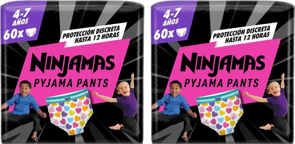 Dodot Fralda - cuecas ninjamas, tamanho 4-7 anos (17-30 kg), 60 fraldas tipo cueca x 2