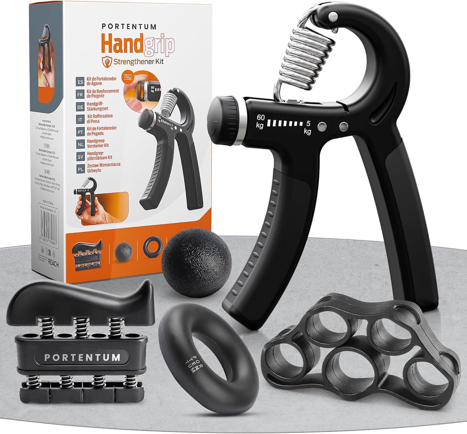 PORTENTUM Hand Grip Set | Conjunto de 5 fortalecedores de mão para treino de força