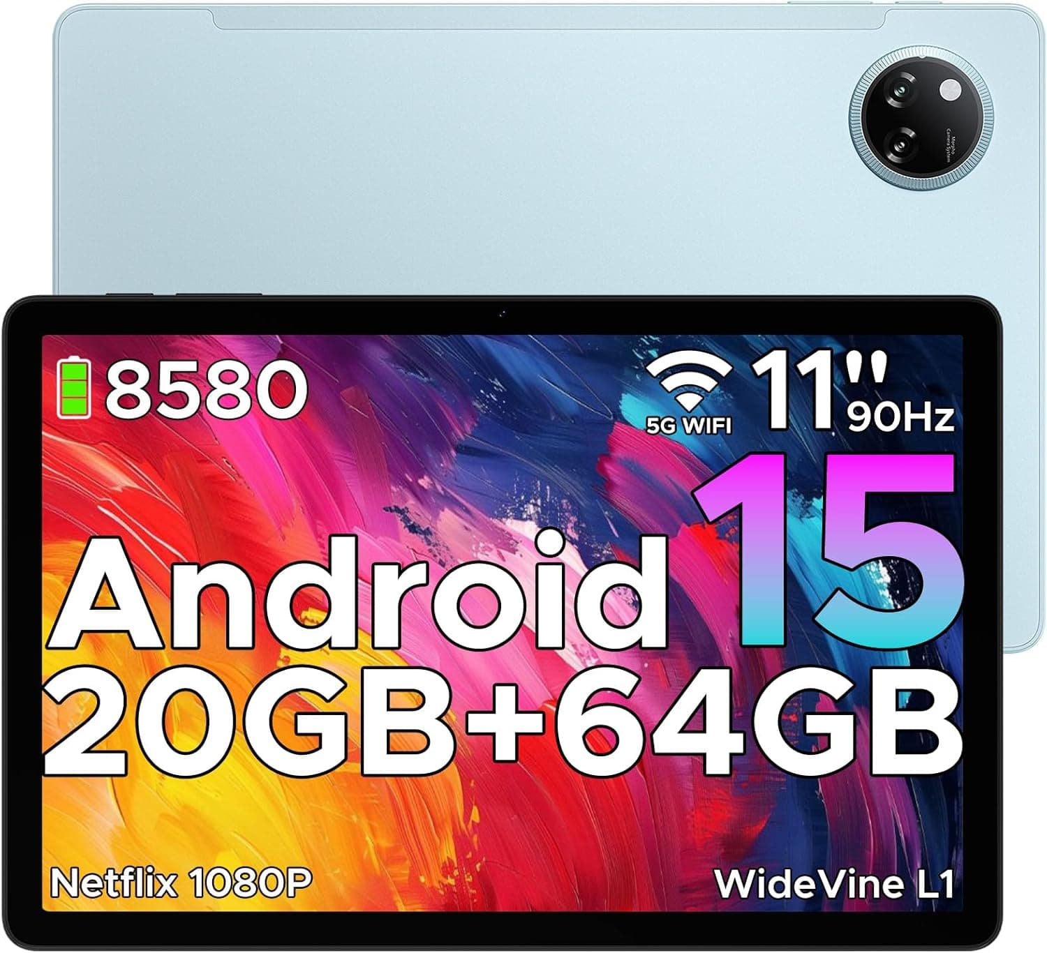DOOGEE Tab A9+ | Tablet Android 11 polegadas com 20 GB RAM 64 GB armazenamento câmara 13 MP coluna dupla bateria 8580 mAh azul
