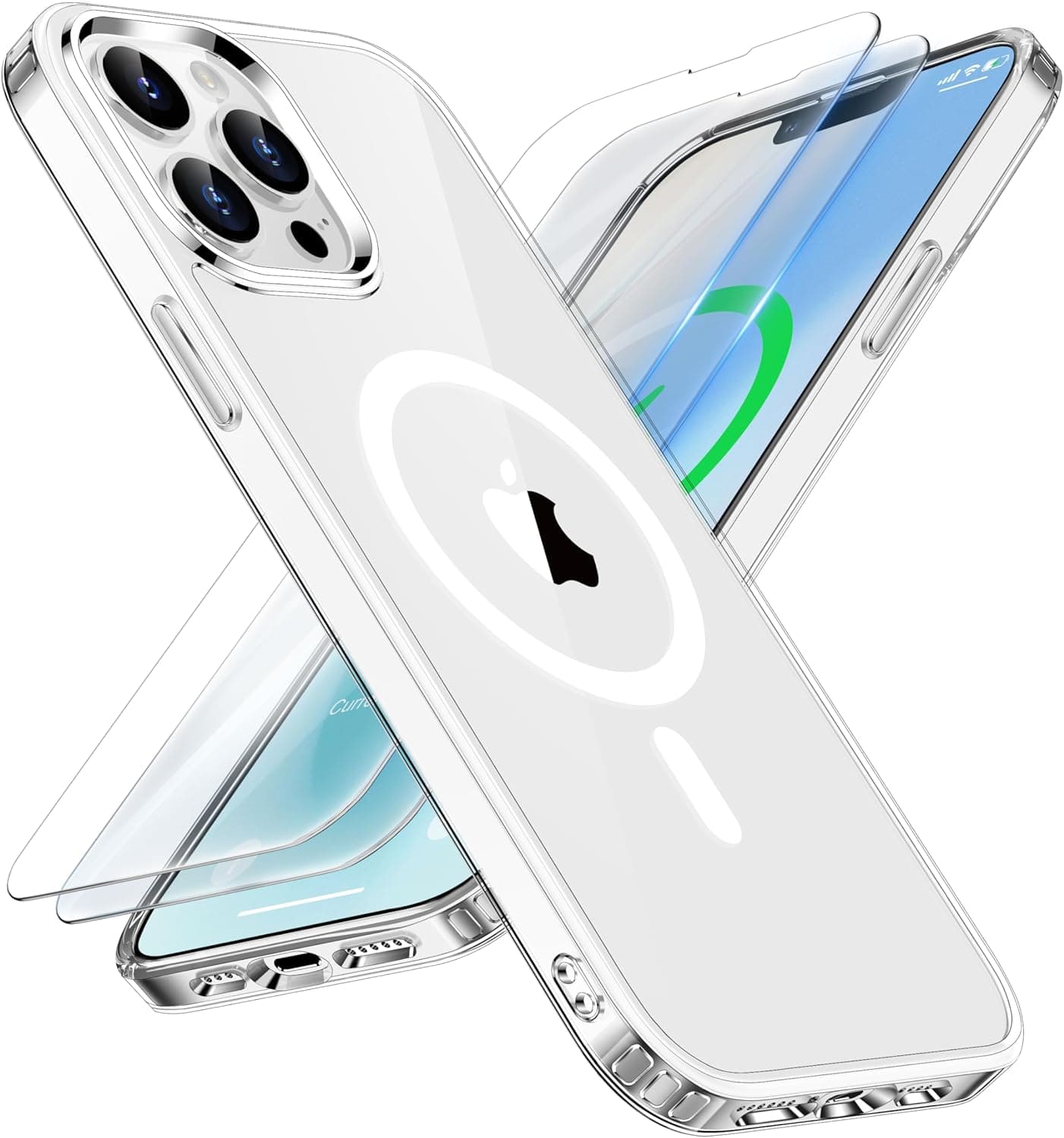 ORETECH Magnética para capa iPhone 12: Capa para iPhone 12 Pro, compatível com Mag-Safe, com [2X protetor de ecrã] anti-choque anti-riscos capa para iPhone 12/12 Pro transparente