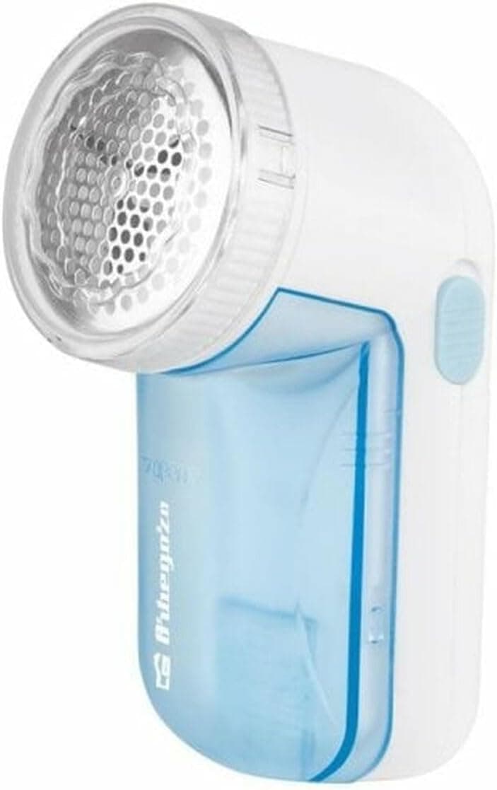Orbegozo QP 6400 - Removedor de borbotos elétrico, coroa de 5 cm de diâmetro, recipiente recolhe fiapos, grade e lâmina inoxidável, design ergonómico, funciona a pilhas