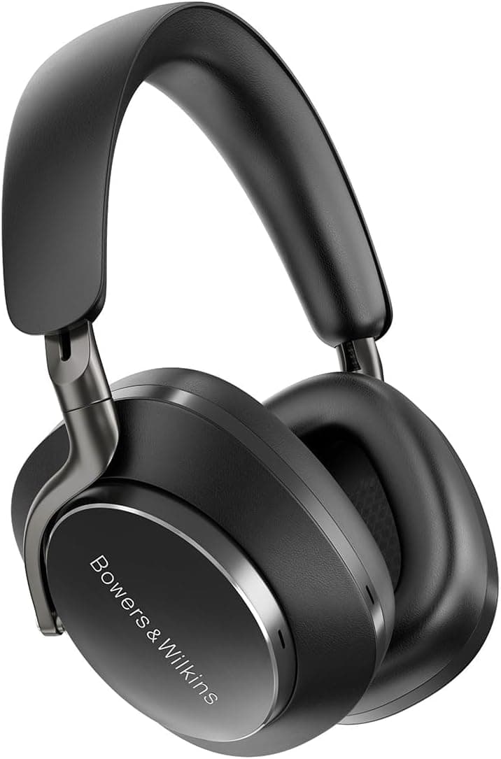 Bowers & Wilkins PX8 Flagship Auriculares sem fios com cancelamento de ruído com Bluetooth 5.0 e carregamento rápido, 30 horas de reprodução de alta resolução e microfone integrado, cor preta