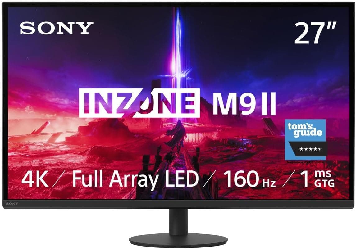 Sony INZONE M9II Gaming Monitor, 27 Inches, 4K Ultra HD: Resolution 2160p, Refresh Rate 160Hz, 1ms GTG, Spectrum DCI-P3 95%, Full Array LED, G-Sync, Adaptive Sync, VRR, Black