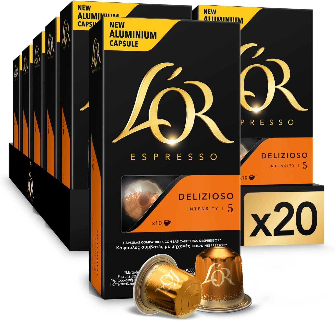 L'OR Espresso Delizioso | 200 cápsulas de café intensidade 5 compatíveis com Nespresso