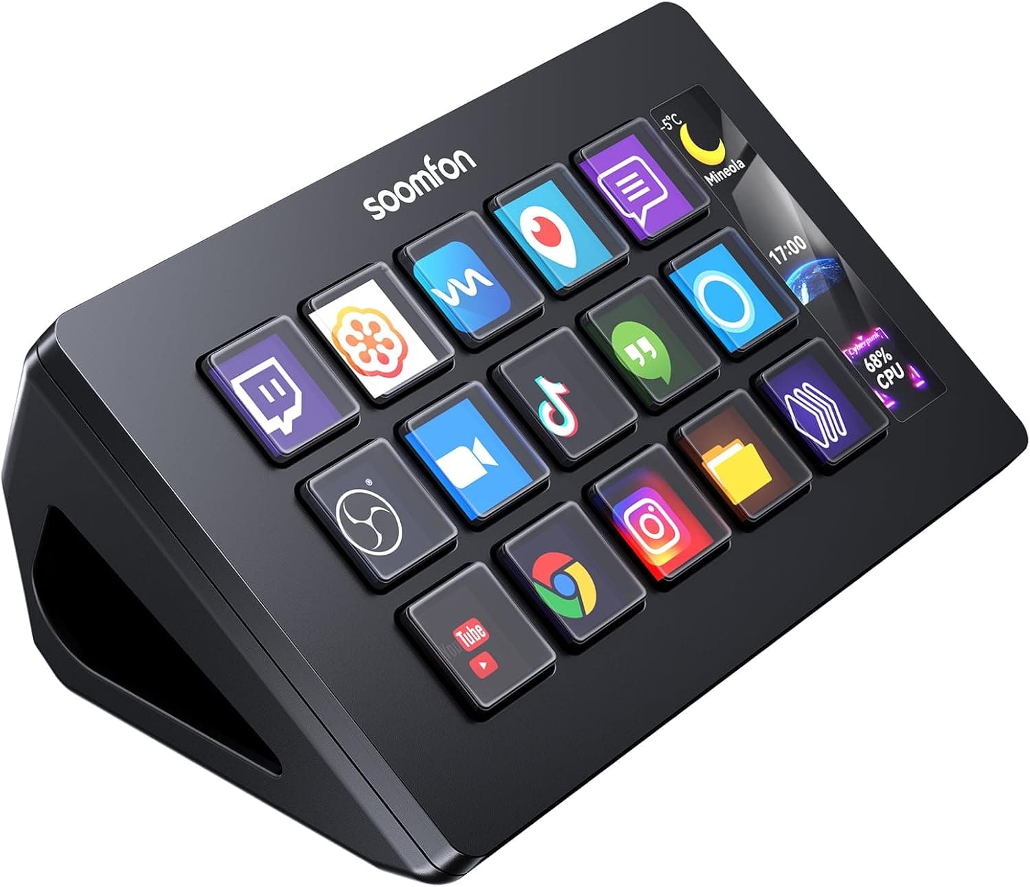SOOMFON Stream Controller, Production Console Deck 15 teclas macro, Stream Control Deck ativa ações no Twitch, YouTube, PS e outras aplicações, Studio Controll Deck compatível com IOS/Windows