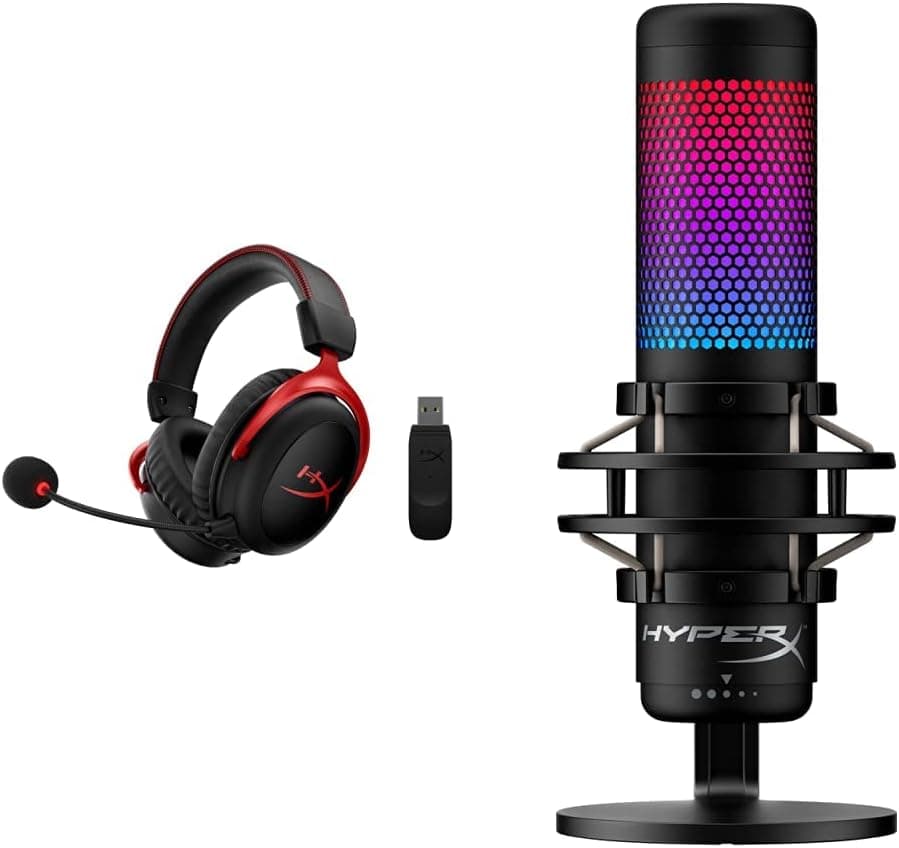 HyperX HyperX Cloud II Wireless Auriculares sem fios + QuadCast S, RGB Microfone de condensador