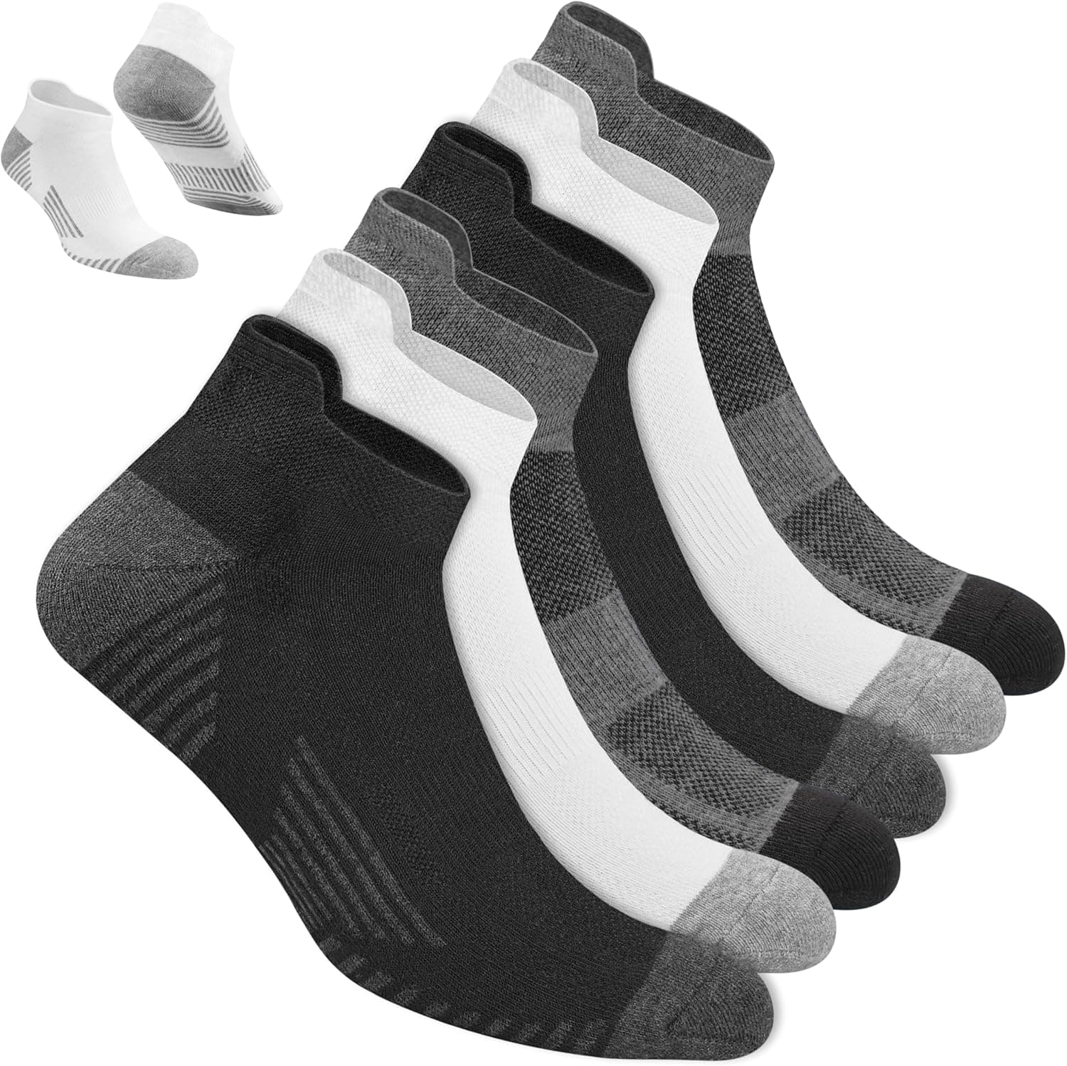 NAVYSPORT NS25 | Pack de 6 meias desportivas em algodão para homem acima do tornozelo com compressão e controlo de humidade