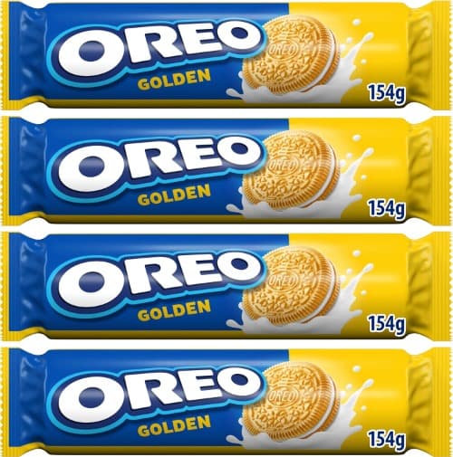 Oreo Golden bolachas de baunilha, enchimentos de creme, 154 g x 4