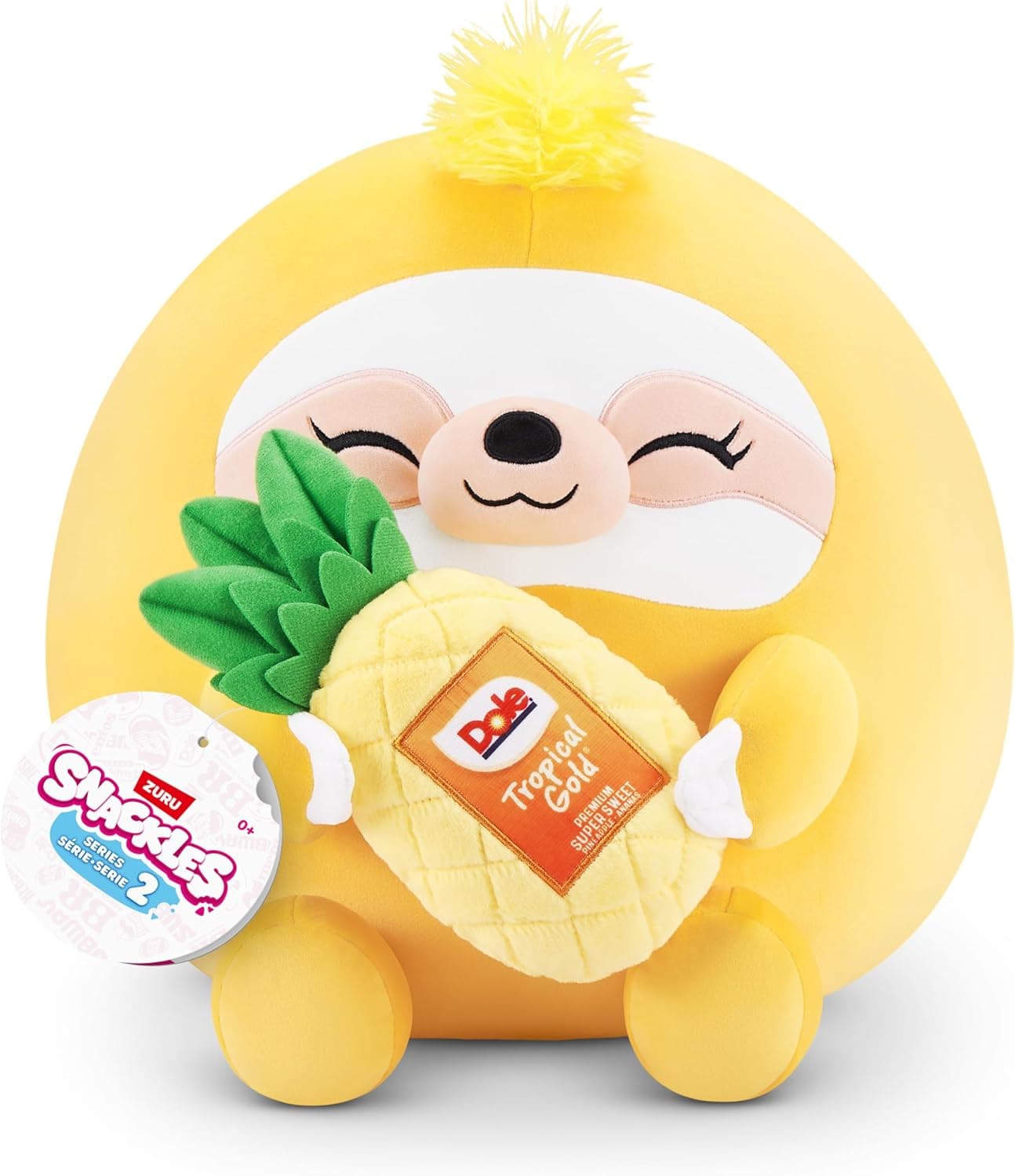 Snackles Series 2 | Peluche preguiça 35 cm com acessório de ananás Dole