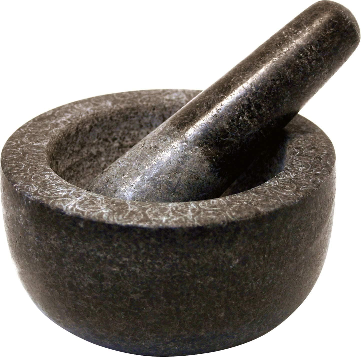 JADE TEMPLE Argamassa de pedra com pilha, granito maciço com 13 cm de diâmetro e 7 cm de altura, cinzento
